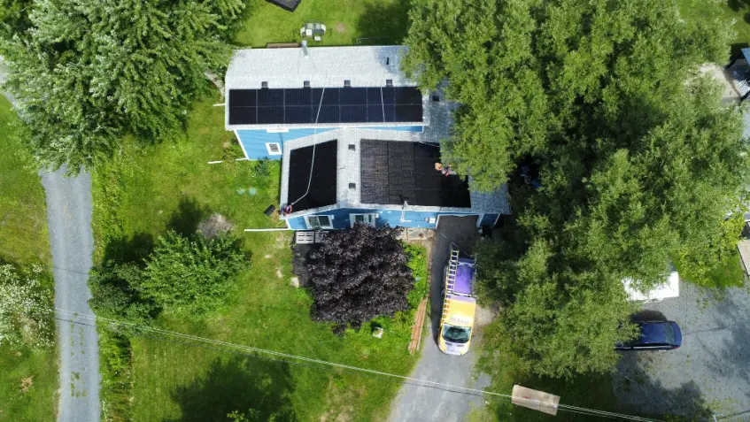 Newly installed roof and solar panel